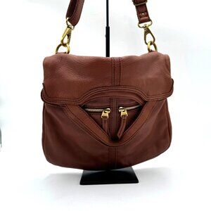Fossil Erin Foldover Leather Tote Crossbody Bag Dark Brown purse Crossbody